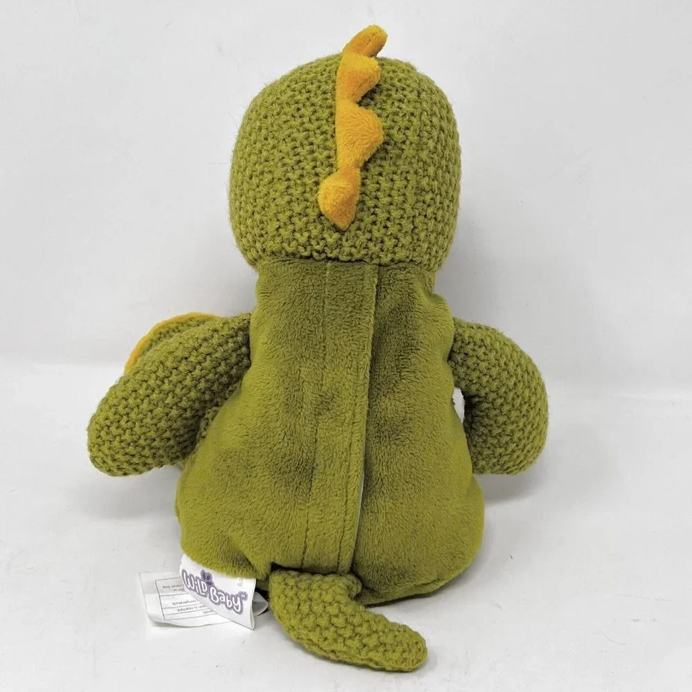 Wild Baby Waffle Knit Dinosaur Green Gold Plush 12